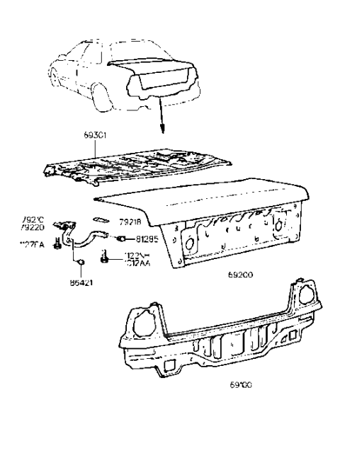2006 Hyundai Sonata Hinge Assembly-Trunk Lid, RH Diagram for 7922028001