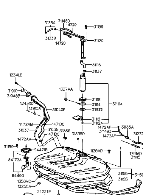 2003 Hyundai Sonata  Hose-Tank To Vapor Tube Diagram for 3114528550