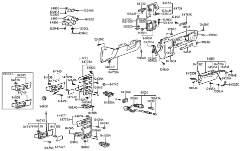 2003 Hyundai Sonata  Bracket-Crash Pad Center Support, Upper Diagram for 8473128002
