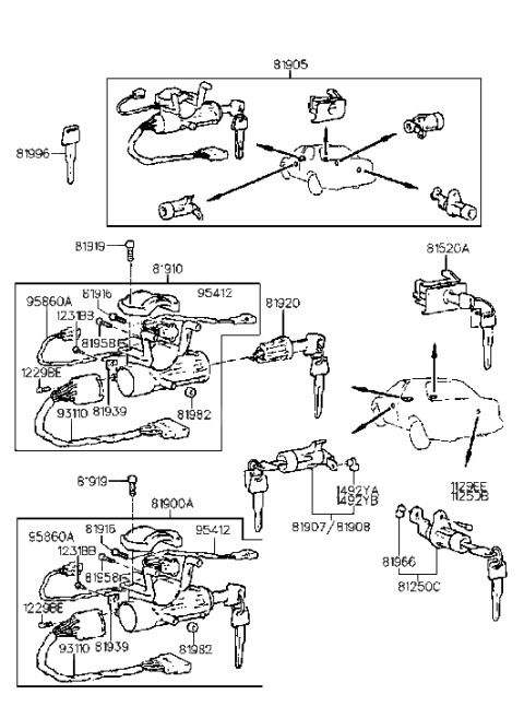 2005 Hyundai Sonata  Switch & Wiring Assembly Diagram for 9311032000