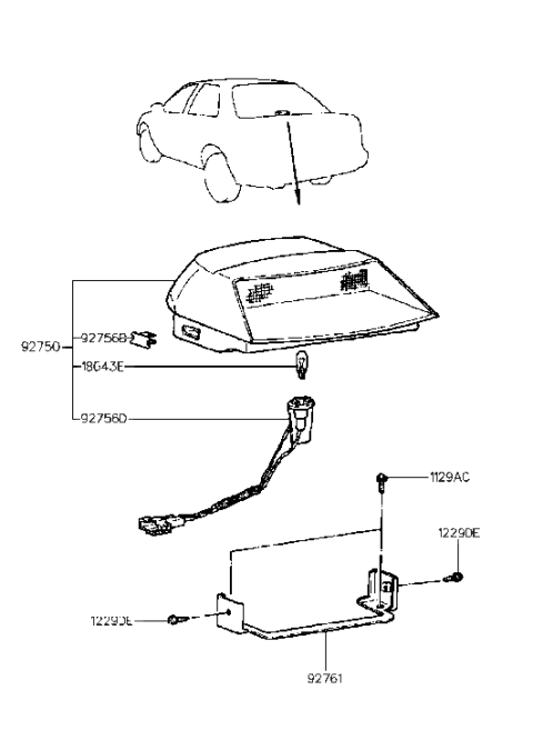 2005 Hyundai Sonata  Bracket-High Mounted Stop Lamp Mounting Diagram for 9276128000