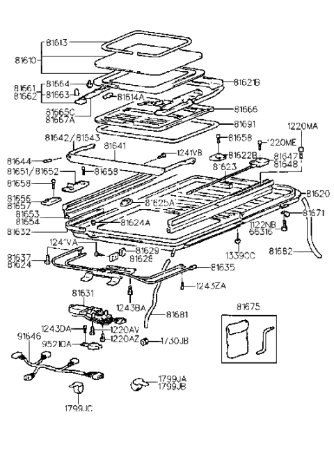 2005 Hyundai Sonata  DEFLECTOR Link-SUNROOF, RH Diagram for 8164328000