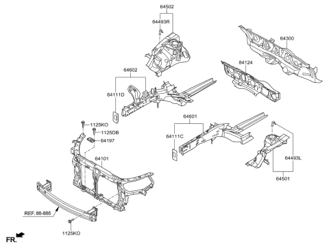 2002 Hyundai Sonata  Panel Assembly-Fender Apron, RH Diagram for 645023V000
