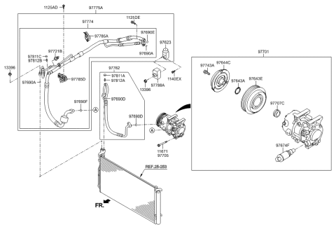 2001 Hyundai Sonata  Clip-Aircon Cooler Line Diagram for 977853S800
