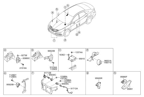 2001 Hyundai Sonata  Nut-Flange Paint Clear Diagram for 959173S000