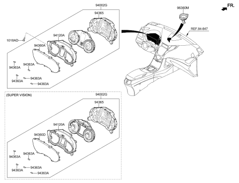 2002 Hyundai Sonata Case-Cluster, Lower Diagram for 943653V000