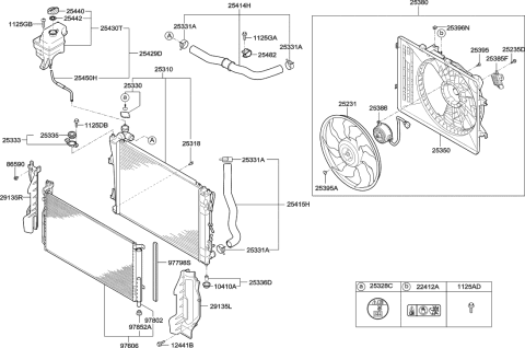 2002 Hyundai Sonata Motor-Radiator Cooling Fan Diagram for 253863V910