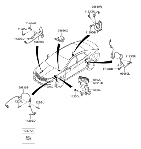 2002 Hyundai Sonata  Anti-Lock Brake Part Pump Diagram for 589203V350