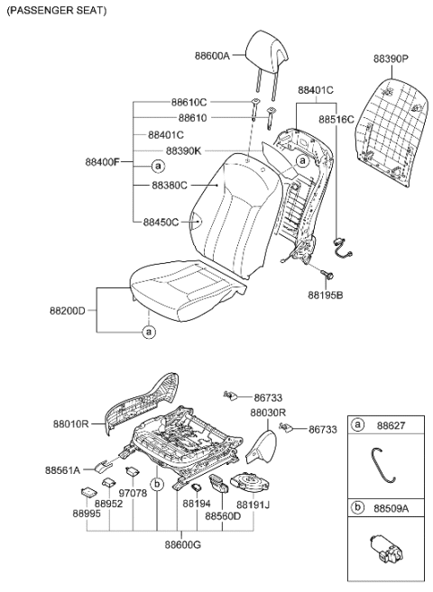 2002 Hyundai Sonata Pad Assembly-Front Seat Back Passenge Diagram for 884503V580