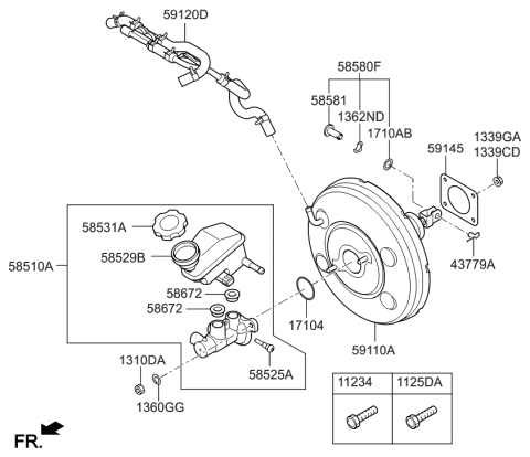 2001 Hyundai Sonata Booster Assembly-Vacuum Diagram for 591103V050