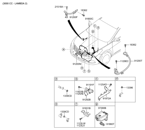 2001 Hyundai Sonata  Wiring Assembly-Battery(+) Diagram for 918503V110