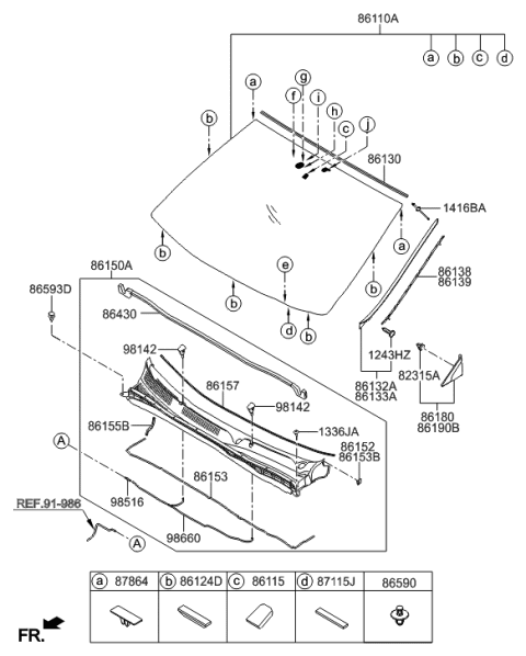 2001 Hyundai Sonata Pad-Cowl Top Cover, LH Diagram for 861563V000