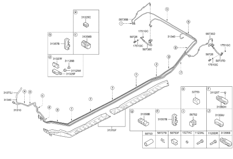 2002 Hyundai Sonata Hose-Brake Rear, LH Diagram for 587373V600