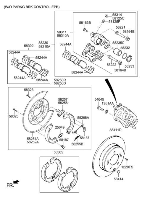 2002 Hyundai Sonata Disc-Rear Brake Diagram for 584113V500