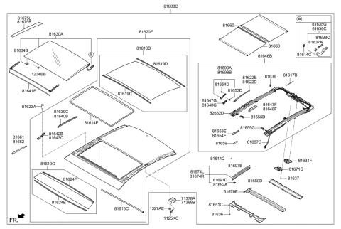 2001 Hyundai Sonata  RAIL-PANORAMAROOF RR, LH Diagram for 81639F5000