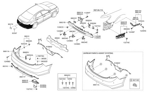 2002 Hyundai Sonata  Ultrasonic Sensor Assembly-Bws Diagram for 957203V006TB7