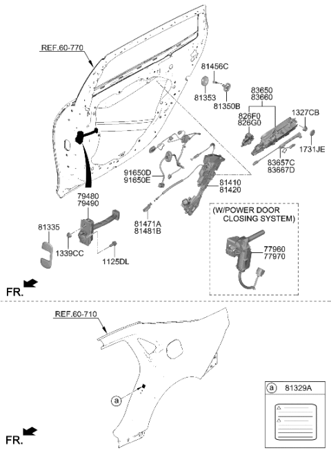 2007 Hyundai Azera  Decal-Power Dr Latch Diagram for 81329J6000