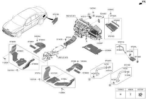 2007 Hyundai Azera Plate & GROMMET-A/C Cooler Lin Diagram for 97651B2000