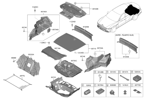 2007 Hyundai Azera  Remover-Wheel Cap Diagram for 09148C1000