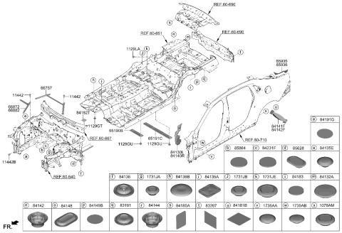 2007 Hyundai Azera  Pad-Roof Side Diagram for 8418229010