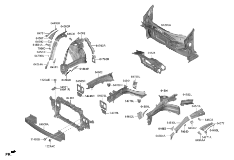 1991 Hyundai Elantra  SUPPORT-FR SHOCK ABSORBER HSG Diagram for 64768GI000