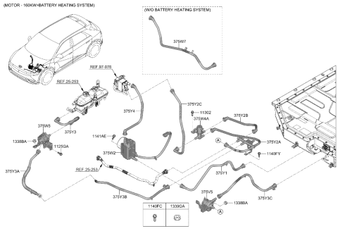 1991 Hyundai Elantra  HOSE-BATTERY HEATER NO.1 Diagram for 375Y1GI010