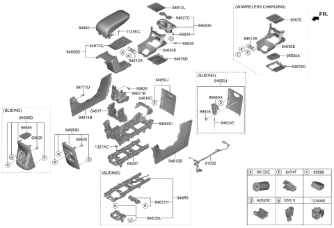 1991 Hyundai Elantra RAIL ASSY-CONSOLE Diagram for 846R5GI000