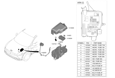 2016 Hyundai Azera  Relay Assembly-Power Diagram for 952252S000