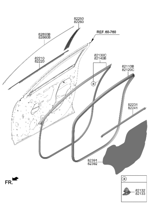 2016 Hyundai Azera  GARNISH ASSY-DR FRAME LH Diagram for 82250GI010