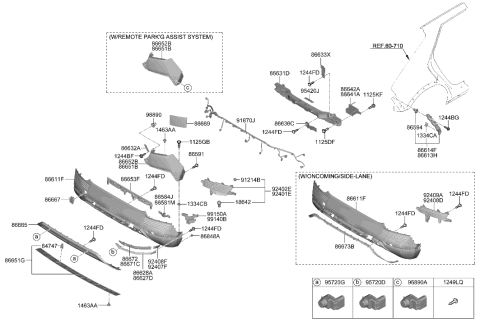1991 Hyundai Elantra  COVER-RR BUMPER SIDE, RH Diagram for 866A6GI000
