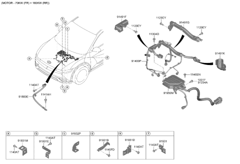 1991 Hyundai Elantra  BRACKET-WIRING MTG Diagram for 91931GI020
