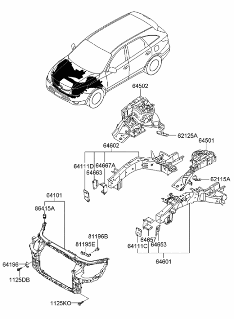 2019 Hyundai Sonata Hybrid Tapping Screw-Hood Latch Release Cable Diagram for 811963J110
