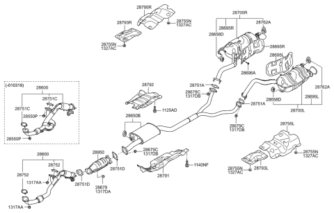 1996 Hyundai Tiburon Gasket-Exhaust Pipe Diagram for 287512B300