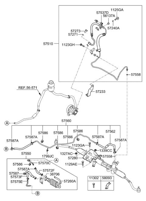 1998 Hyundai Tiburon  Heat Protector Assembly-Power STEE Diagram for 572803J000