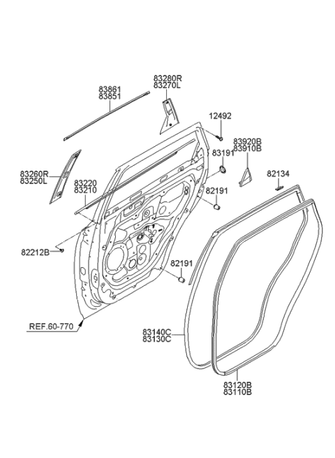 1998 Hyundai Tiburon  Moulding-Rear Door Frame, RH Diagram for 838603J000