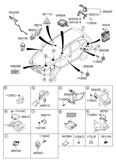 1999 Hyundai Tiburon  Sensor Assembly-Front Impact Diagram for 959302P000