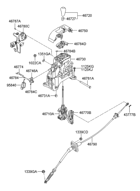 2021 Hyundai Elantra Lever-Gear Shift Diagram for 467103J000