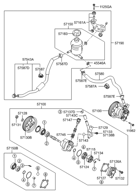 2000 Hyundai Tiburon  Pulley-Power Steering Pump Diagram for 571304D000