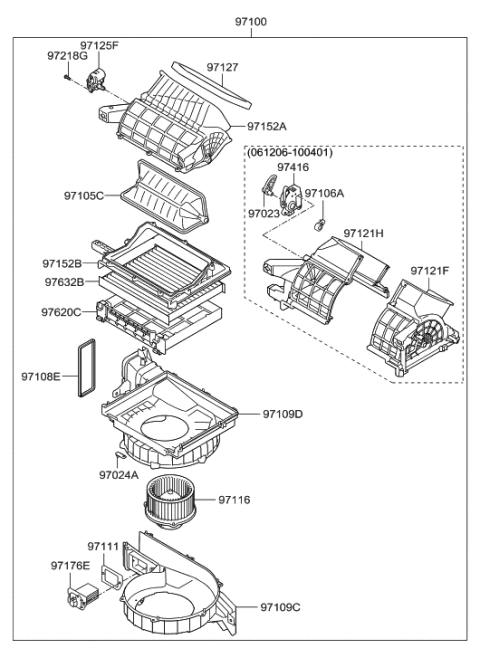 2000 Hyundai Tiburon  Seal-Blower To C/Panel Diagram for 971143J000