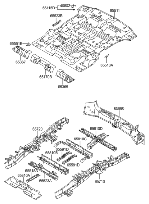 2021 Hyundai Elantra Member Assembly-Rear Floor Side, RH Diagram for 657203J200