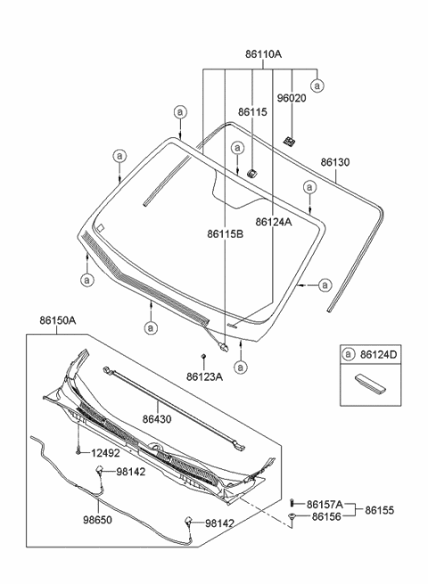 1998 Hyundai Tiburon Moulding-Windshield Glass Diagram for 861313J000