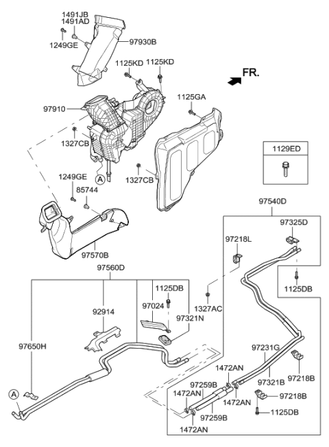 2019 Hyundai Sonata Hybrid  Duct Assembly-Rear Heater Diagram for 979203J000