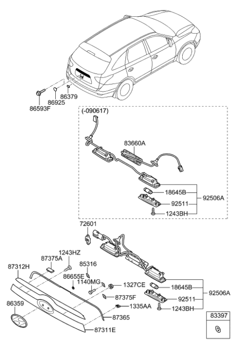 2000 Hyundai Tiburon  Garnish-Tail Gate, Upper Diagram for 873123J000