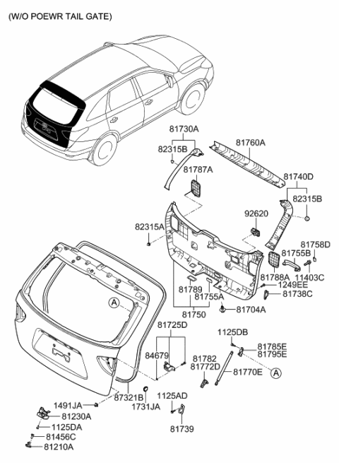 2021 Hyundai Elantra Fastener-Door Trim Diagram for 8231533000