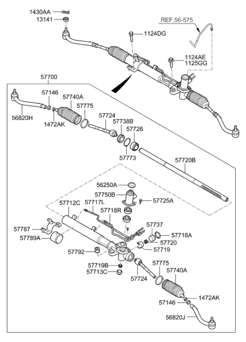 1999 Hyundai Tiburon  Bush Assembly-Rack Diagram for 577263J000