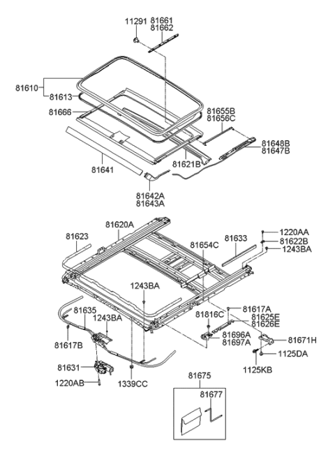 2019 Hyundai Sonata Hybrid  Motor Assembly-Sunroof Diagram for 816313J000