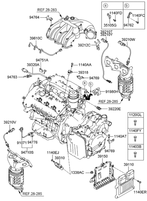 1998 Hyundai Tiburon Bracket-Connector Diagram for 392123C010