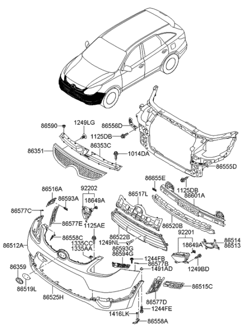 2021 Hyundai Elantra  Bracket-Front Bumper Side Reinforcement, LH Diagram for 865773J010