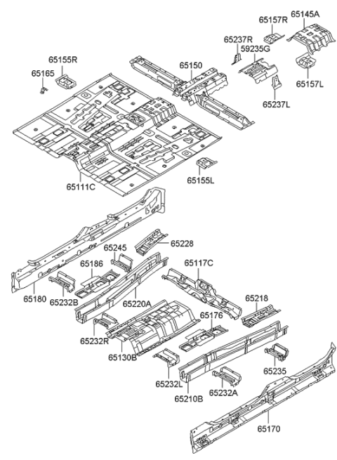 1996 Hyundai Tiburon Crossmember Assembly-Front Seat Diagram for 651503J000