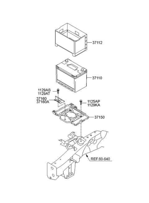 1999 Hyundai Tiburon  Clamp-Battery Diagram for 371603E100